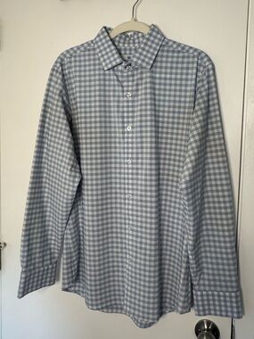 Mizzen+Main Light Blue and White Gingham Dress Shirt